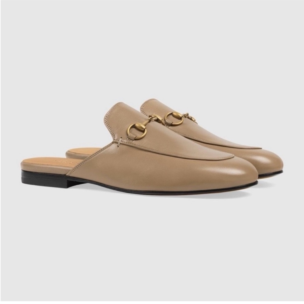 Gucci Women's Princetown Slipper Mule Loafer in Taupe